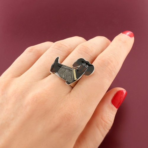 Кольцо TARATATA, Pas bouger!, разъемное, с цветной смолой и узорами, TT-W25-06409-102 черный фото 2