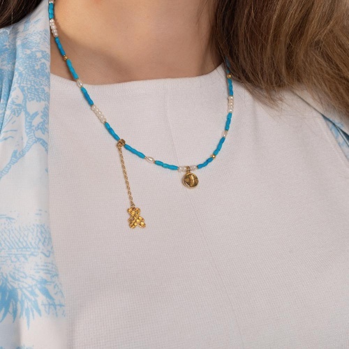 Колье Lanzerotti, Marino, с жемчугом, бирюзой и перламутром, LZ-25.06-133 голубой фото 2