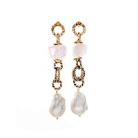 Серьги Alcozer&J, с жемчугом и розовым кварцем, AL-O58CX26-R розовый