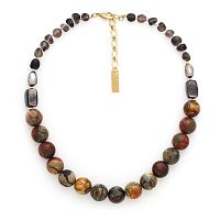 Колье Nature Bijoux, L'ile Rousse, перламутр, жемчуг, яшма, кварц, NB25.2-15-43642 коричневый