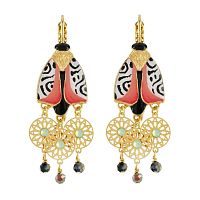 Серьги TARATATA, Watt`s up, с цветной смолой, бусинами и стразами, TT-H23-09756-205 розовый