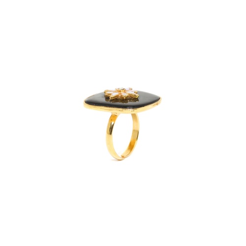 Кольцо Franck Herval, Alexa, черный перламутр, кристалл Swarovski, FH23.1-19-63180 золотистый фото 2