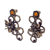 Серьги Alcozer&J, пчелы с цитрином и гранатом, AL2406-OP5495C золотистый