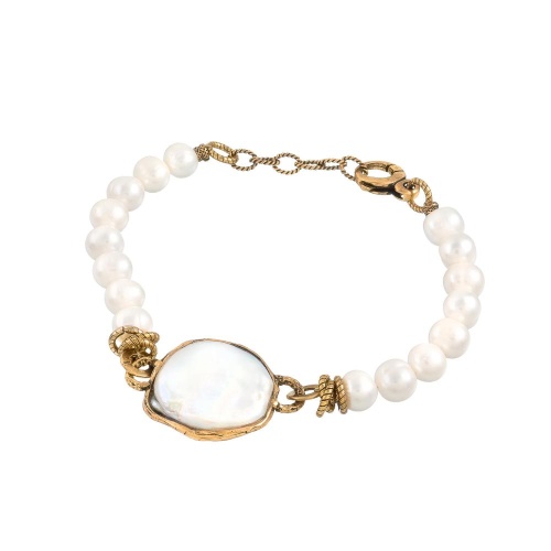 Браслет Alcozer&J, с жемчугом, AL-B58BG25-R белый