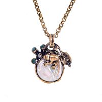 Колье Alcozer&J, жемчуг, изумруд, сапфир, Swarovski, AL2502-C68NA24 белый