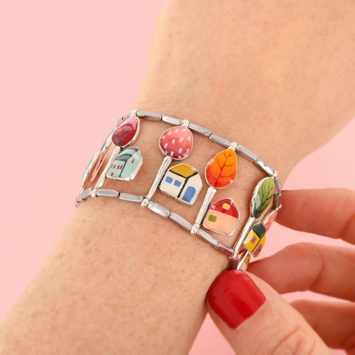 Браслет TARATATA, Mon ptit village, с цветной смолой, узорами, гематитом, TT-H25-03304-10M серебристый фото 3