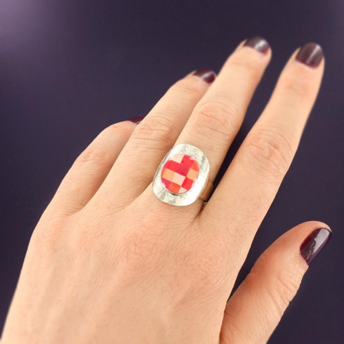 Кольцо TARATATA, Gomme, разъемное, с цветной смолой и узорами, TT-W25-03404-103 красный фото 5