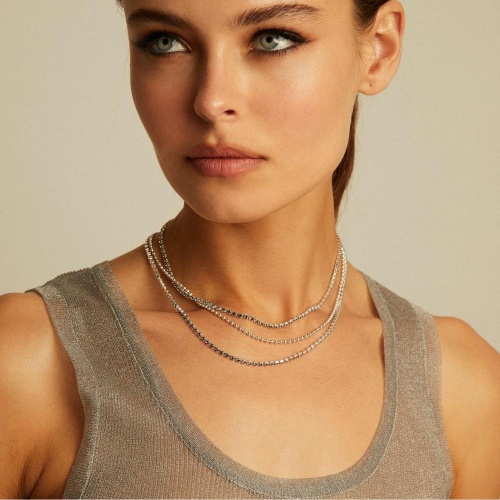 Колье VIDDA, Eternity, тройное, с кристаллами Swarovski, VD23.2-01777 серый фото 6