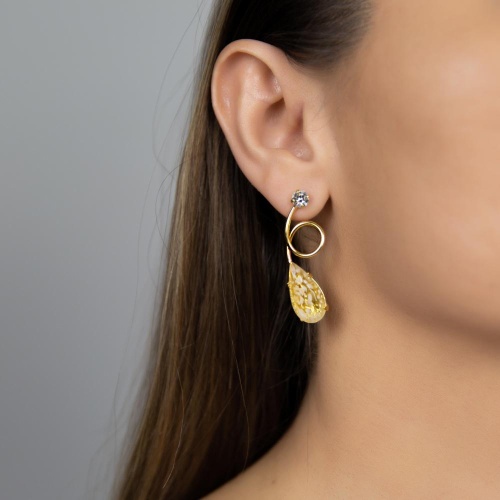Серьги Catherine Bijoux, Amber flow, с кристаллами, CB26.1-5699FG желтый фото 3
