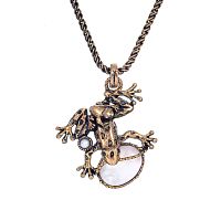 Колье Alcozer&J, кварц, жемчуг, изумруд, Swarovski, AL2502-C68MT24 золотистый