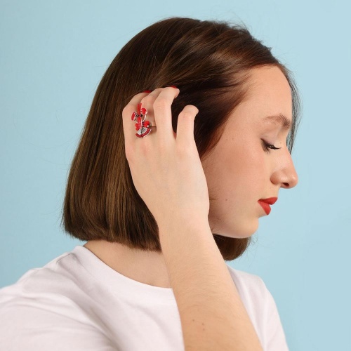 Кольцо TARATATA, Mr Lobster, разъемное, со смолой, бусинами и шнуром, TT-T24-04411-103 красный фото 6