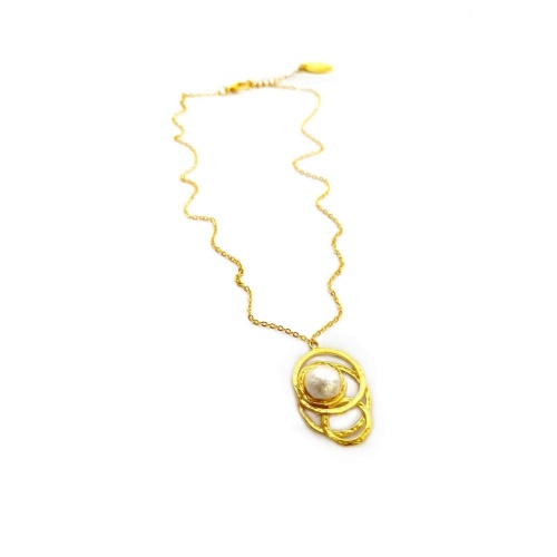 Колье Catherine Bijoux, Elegant pearl, с жемчугом, CB25.1-5489A золотистый