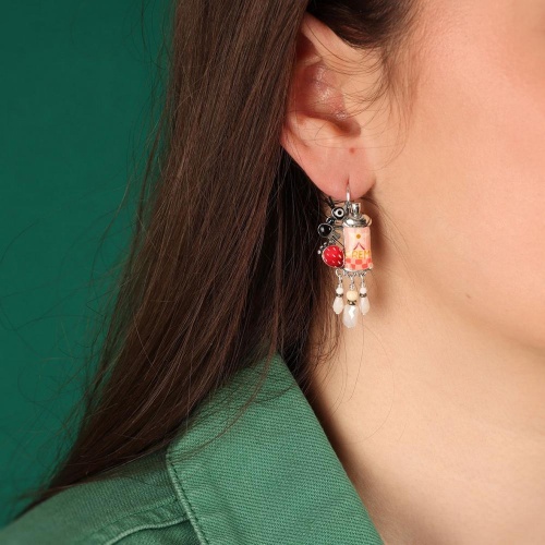 Серьги TARATATA, Chapardeuse, асимметричные,со смолой,бусинами и нитью, TT-H24-07794-10M серебристый фото 3
