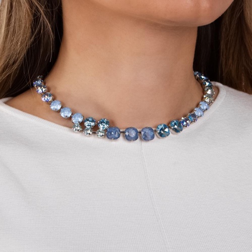 Колье Crezus, с кристаллами, CZ24-24E42 голубой фото 3