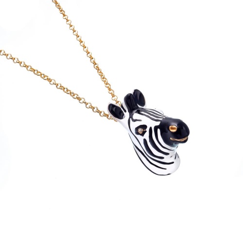 Колье Polina Firenze, зебра с кристаллами и эмалью, PF25.2-PE4284 белый