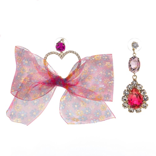 Серьги Moon Paris, Ringo Queen, асимметричные, бант, кристаллы, MRQ-24.05-006 розовый