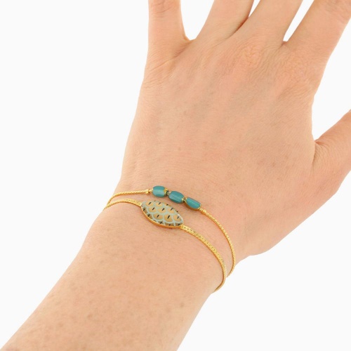 Браслет TARATATA, Fuchsia, смола, стеклянные бусины, золотая краска, TT-E25-02304-207 зеленый фото 3