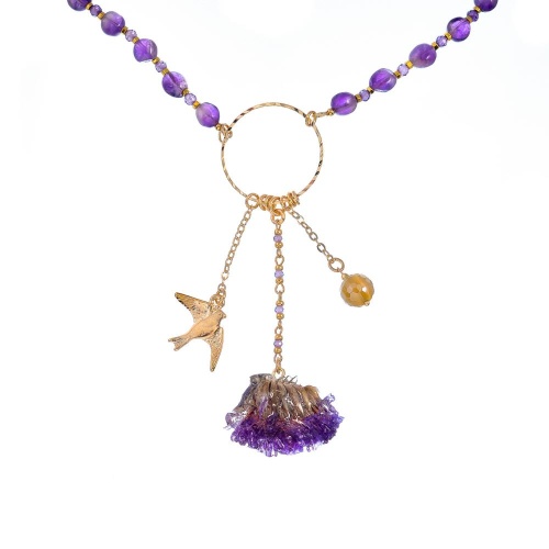 Колье Lanzerotti, Erbario, с аметистом, агатом и соцветием, LZ-26.02-047 фиолетовый фото 2