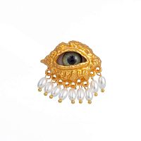 Брошь Moon Paris, в форме глаза, с жемчужными бусинами, Mo-Y25.06-024.65 золотистый
