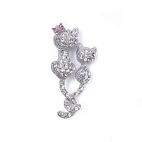 Брошь Moon Paris, Nord, котята, с кристаллами, MoS-22.03-042 серебристый