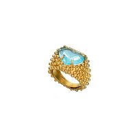 Кольцо Estrosia, с аквамариновым кристаллом, ES-ANEQ30-1A голубой, 17,5