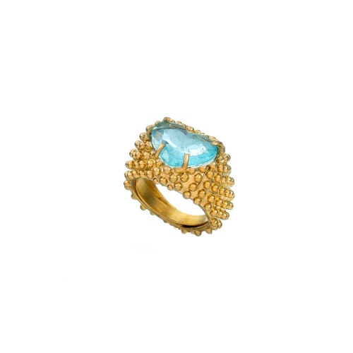 Кольцо Estrosia, с аквамариновым кристаллом, ES-ANEQ30-1A голубой, 17,5
