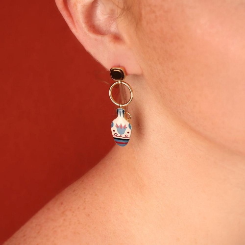 Серьги TARATATA, Antique, с цветной смолой, рисунками и гематитом, TT-H25-07957-20M золотистый фото 2