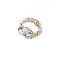 Кольцо Lanzerotti, Splendore, стрейч, с жемчугом и хрусталем, LZ-24.08-298 белый