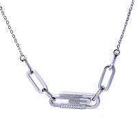 Колье Moon Paris, Ikita, в форме скрепки, с кристаллами, MIK-22.03-010 серебристый