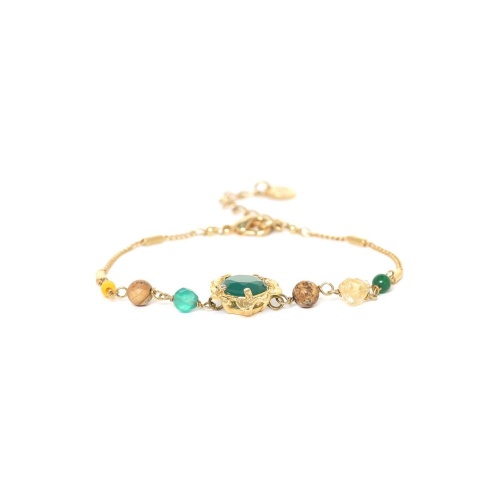 Браслет Franck Herval, Mathilde, с жадом, яшмой, цитрином, костью, агатом, FH24.1-13-72541 зеленый