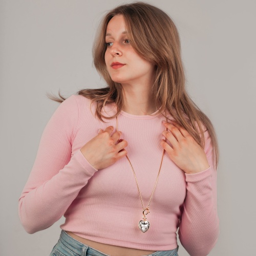 Колье Fiora Luna Crystal Heart Togl, LN5237 G фото 2