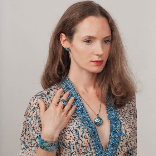 Браслет Fiore Luna на кожаном голубом ремешке, CB01156-4 BL/S фото 2