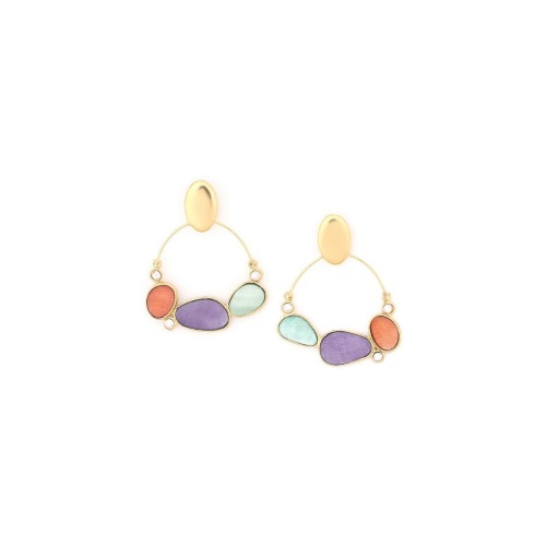 Серьги Franck Herval, Aurore, ракушки Capiz в смоле,кристалл Swarovski, FH24.2-12-69168 золотистый