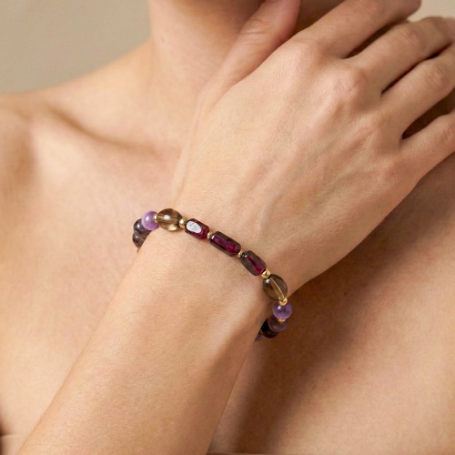 Браслет Nature Bijoux, Belle de nuit, гранат, дымчатый кварц, аметист, NB26.2-13-44710 фиолетовый фото 2
