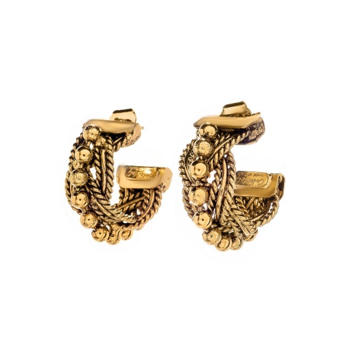 Серьги Celeste G, полукольца, плетеные с микрошариками, CS26.1-2136 золотистый