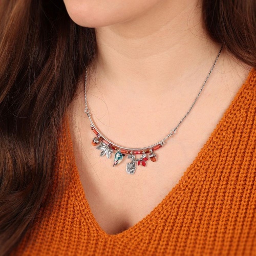 Колье TARATATA, Woody, со смолой, бусинами и слюдяным порошком, TT-H24-10115-103 красный фото 4