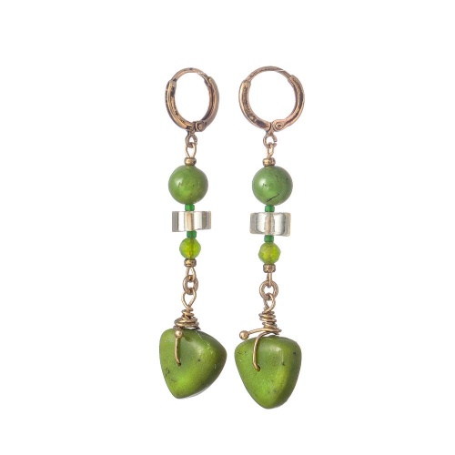 Серьги Lanzerotti, Verde, нефрит, пренит, цитрин, хризопраз, LZ-24.12-592 зеленый