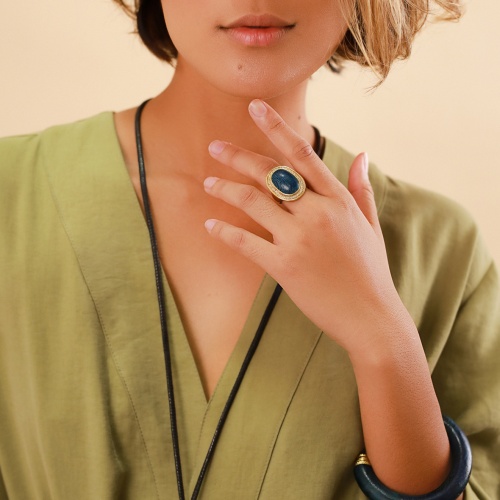 Кольцо Nature Bijoux, Kinsley, со вставкой из дерева роблес, NB23.2-19-25012 синий фото 3