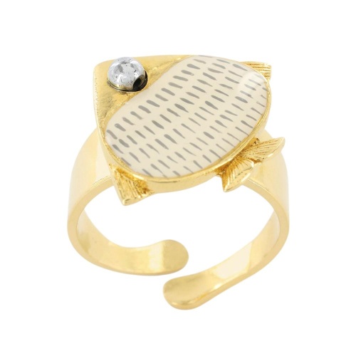 Кольцо TARATATA, Sushi, разъемное, со смолой и бусинами, TT-T25-06409-201 белый