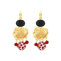 Серьги TARATATA, Magnolia, смола, золотая краска, стеклянные бусины, TT-H25-08768-203 красный