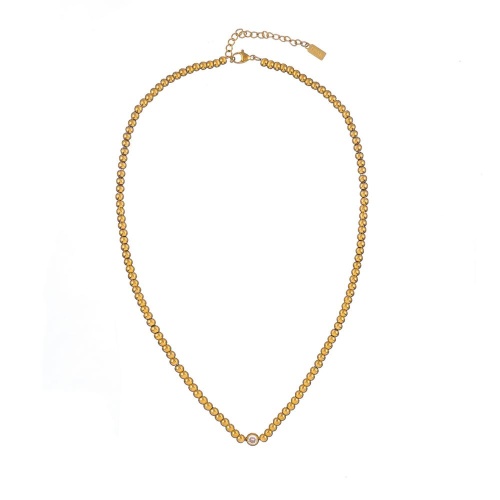 Колье Dansk Copenhagen, Joy Waterproof, с фианитом и металлическими бусинами, DNSK25.2-9W2401027 золотистый