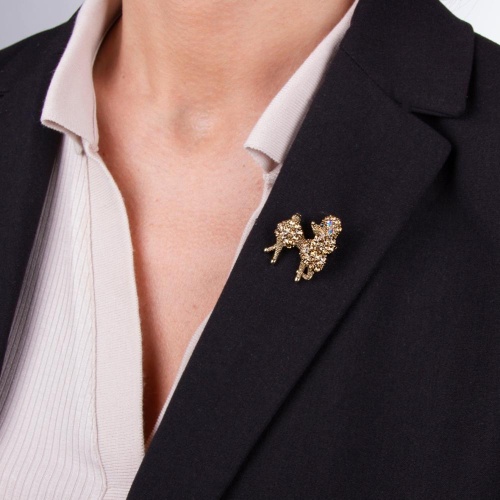 Брошь Moon Paris, Nord, пудель, с кристаллами, MoS-22.03-039 золотистый фото 3