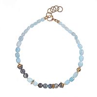 Колье Alcozer&J, с аквамарином и лабрадоритом, AL-C68LO25-R голубой