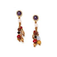 Серьги Nature Bijoux, Bangalore, аметист, кварц, халцедон, агат, рудракша, NB23.2-12-79086 коричневый