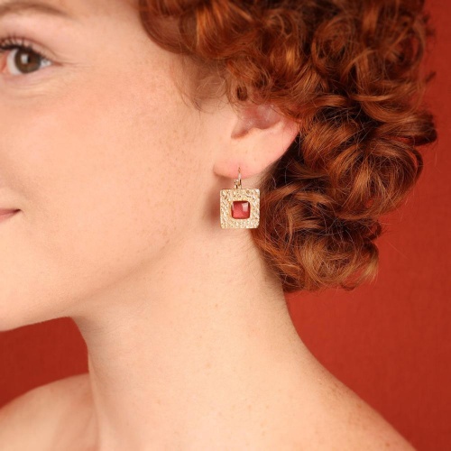 Серьги TARATATA, Olive, с прозрачной смолой и слюдяным порошком, TT-W25-02714-203 красный фото 2