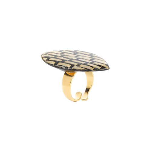 Кольцо Nature Bijoux, Madam Bogolan, с растительным волокном в смоле, NB23.2-19-24971 бежевый фото 2