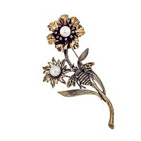 Брошь Alcozer&J, с жемчугом и рубином, AL2406-S5320C золотистый