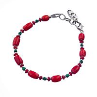 Браслет Lanzerotti, Crespino, с кораллом и малахитом, LZ-23.05-199 красный