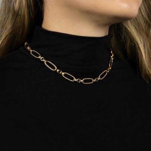 Колье Dansk Copenhagen, Courage Waterproof, с кручеными овальными звеньями, DNSK25.2-9W2407019 золотистый фото 3