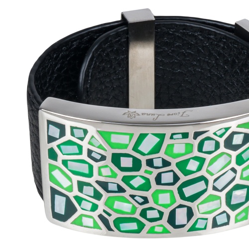 Браслет Fiore Luna на кожаном черном ремешке, CB00992-8 G фото 3